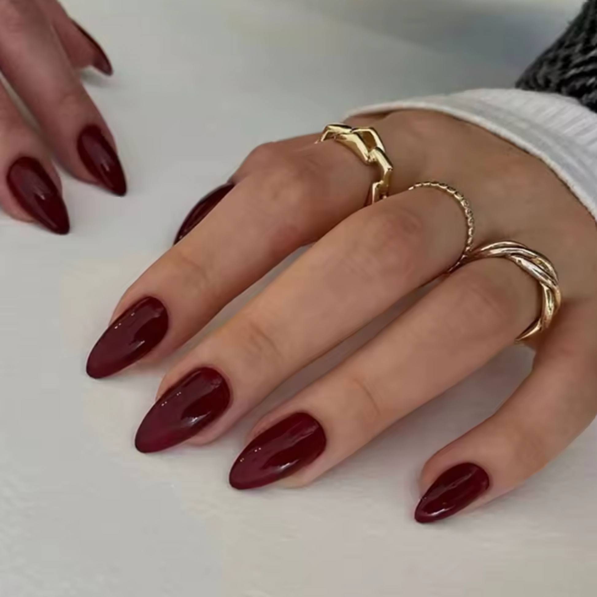 Burgundy Gel Press-On Nails