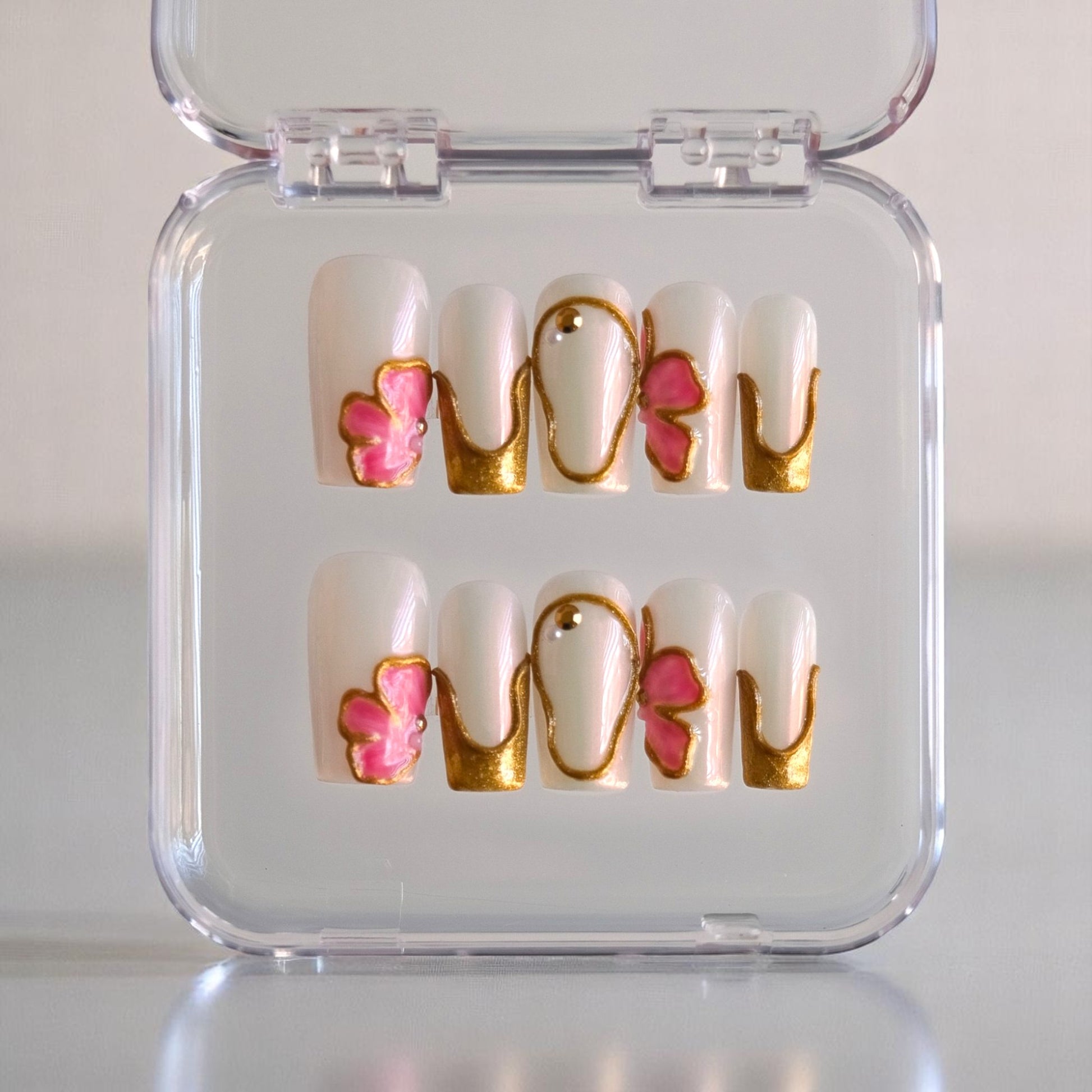 Luxury Gel Press-On Nails with 3D Flowers