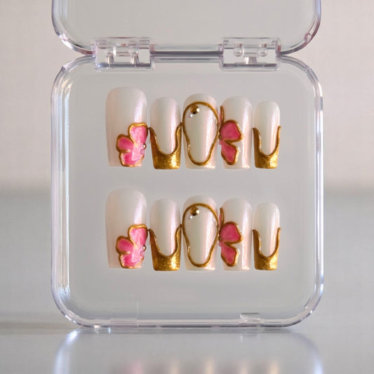 Luxury Gel Press-On Nails with 3D Flowers