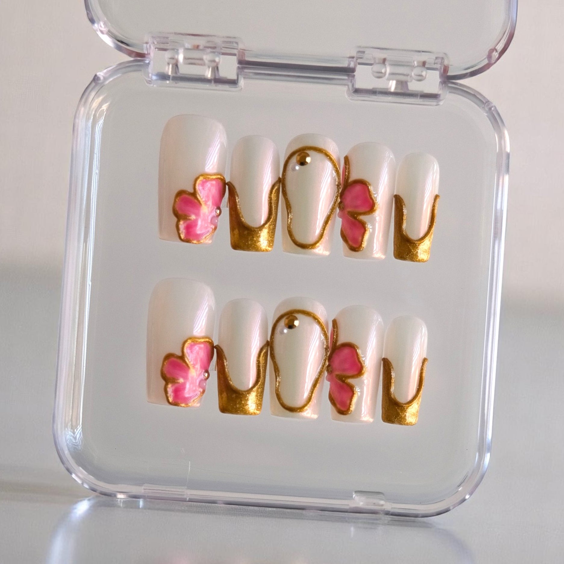 Luxury Gel Press-On Nails with 3D Flowers