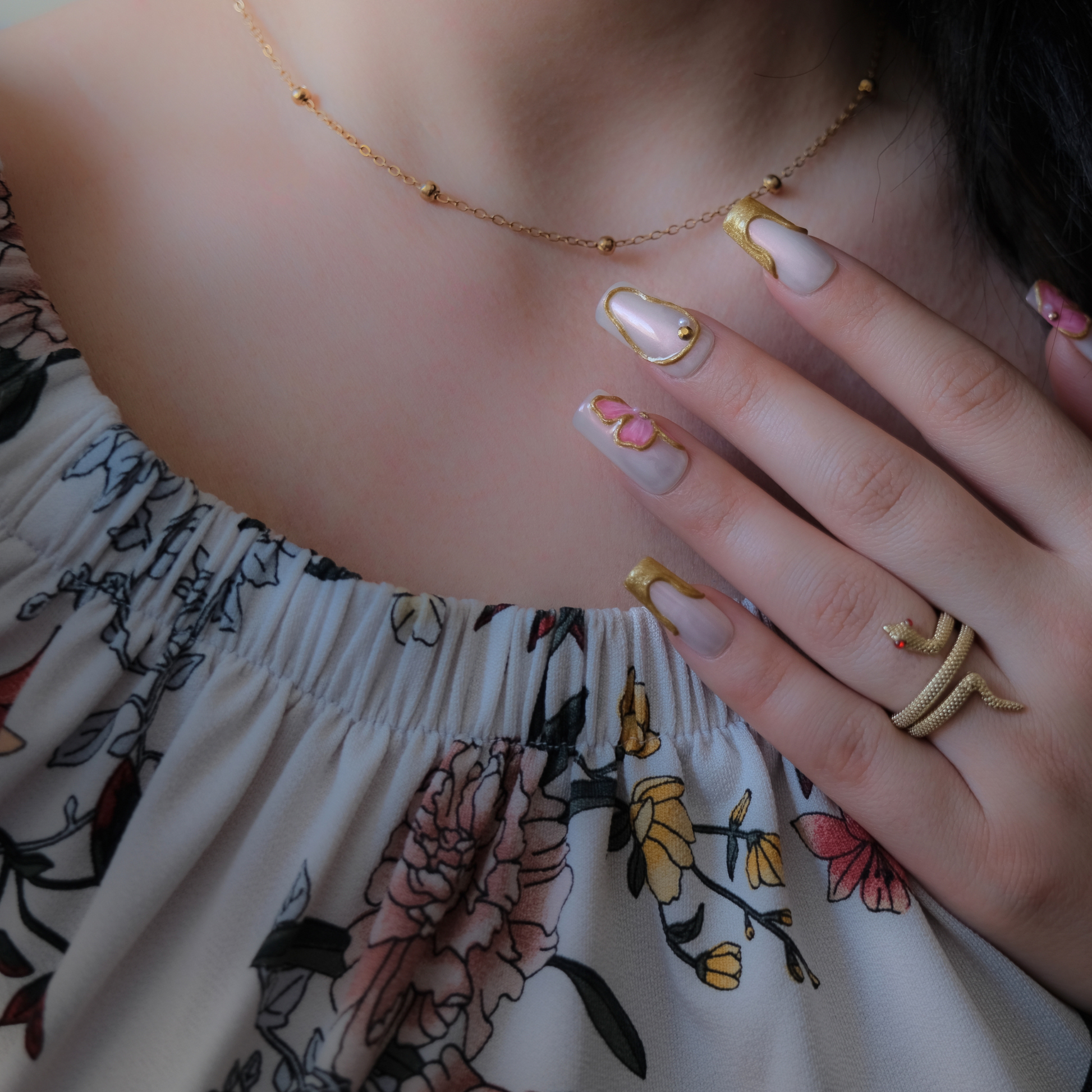 Luxury Gel Press-On Nails with 3D Flowers