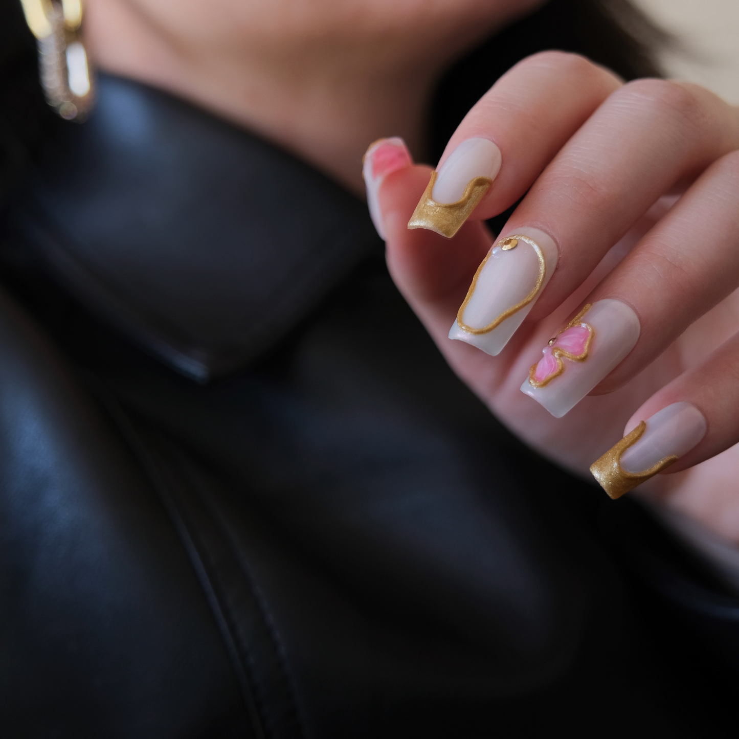 Luxury Gel Press-On Nails with 3D Flowers