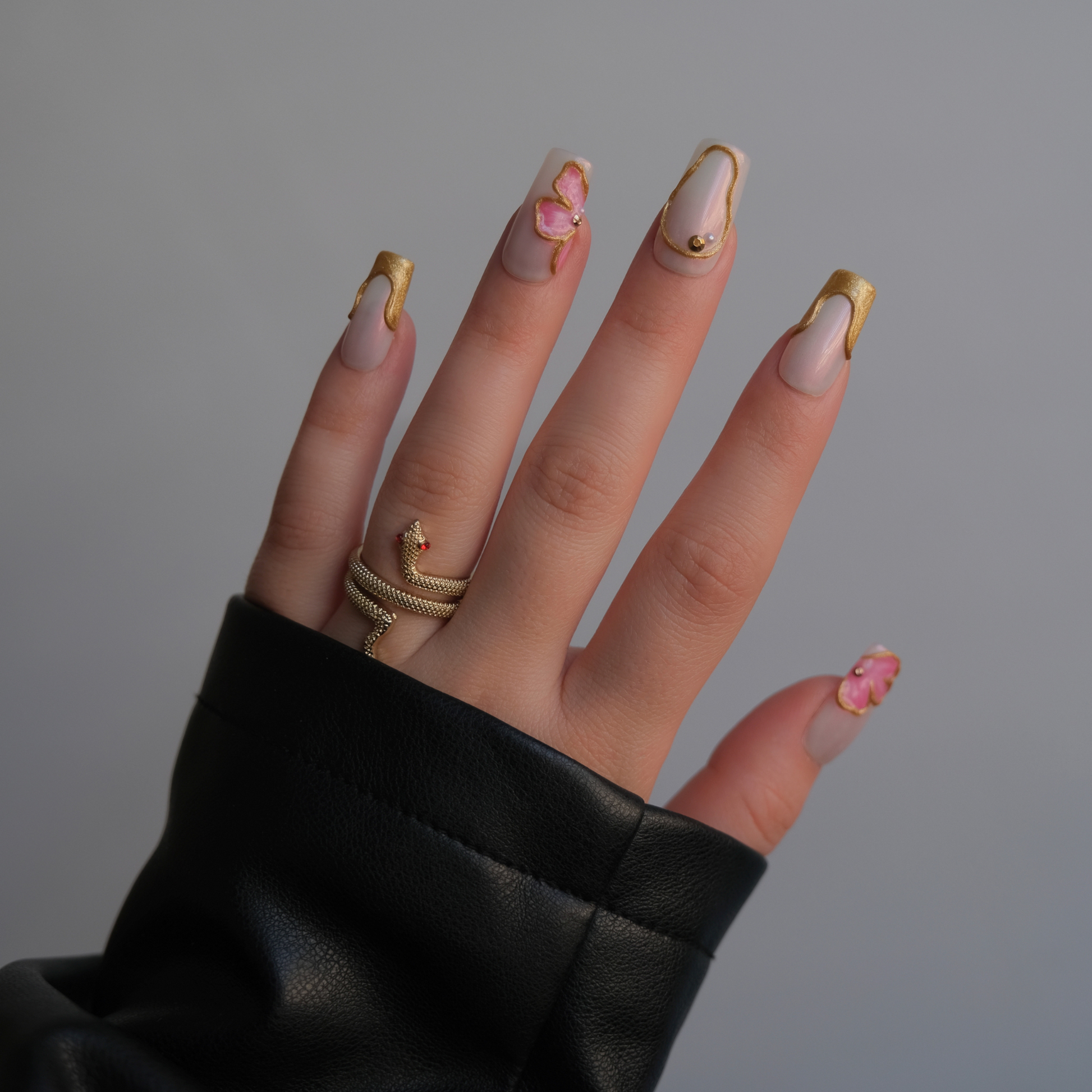 Luxury Gel Press-On Nails with 3D Flowers